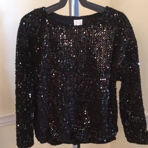 Zara Girls Black Sequin Top Sz 11/12